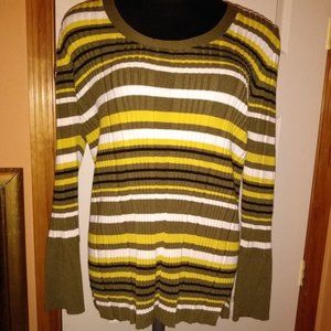 Lane Bryant Ribbed Cuff Sweater Stripes 18/20 EUC